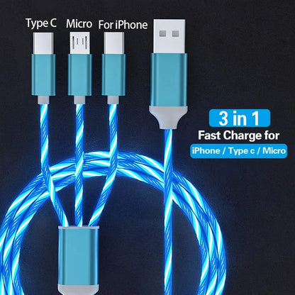 3 in 1 Glowing LED phone charger