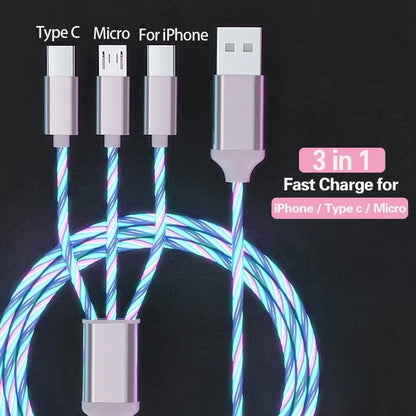 3 in 1 Glowing LED phone charger