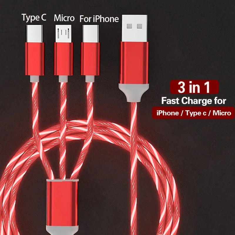 3 in 1 Glowing LED phone charger