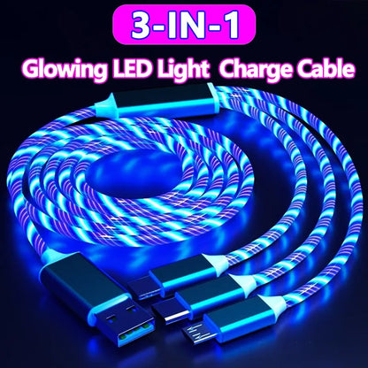 3 in 1 Glowing LED phone charger