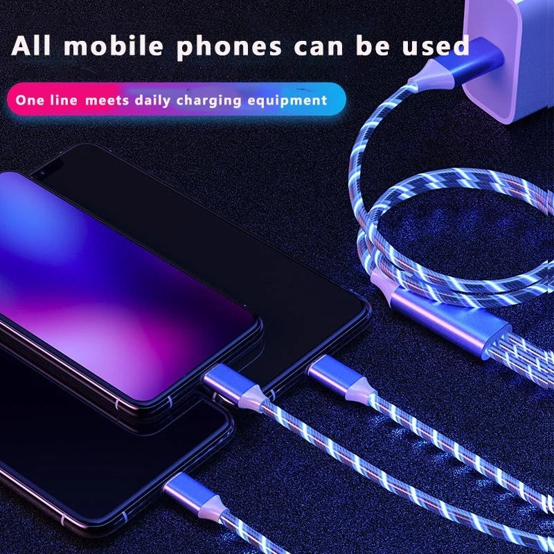 3 in 1 Glowing LED phone charger